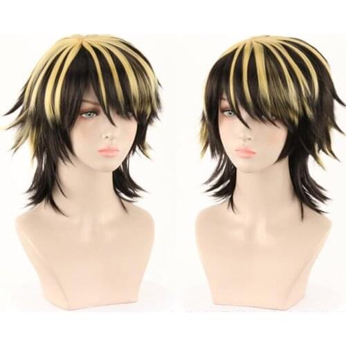 Anime Cosplay Wig Tokyo Revengers Hanemiya Kazutora Black Golden Short Wig Tokyo Manji Gang Captain Fiber Hair