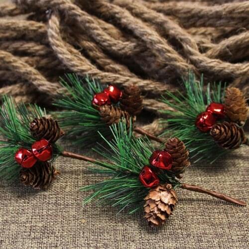 10pcs Christmas Pendant Articifial Red Berry Pine Needles Twig Christmas Tree Decoration Gift Box Packing Floral Picks Branches