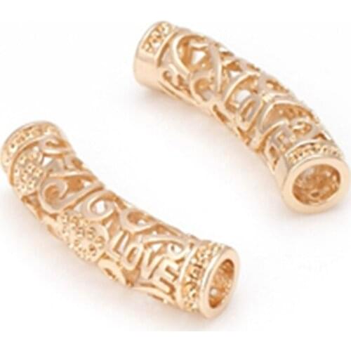 Gold Color Plated Brass Plum Flower Bracelet Curved Tube Jewelry Accessories (6PCS)