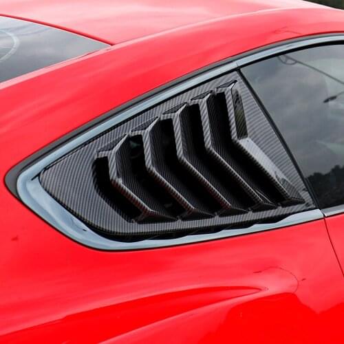 QHCP Car Side Window Shutters Sun Shade Triangle Blinder Shutter Louver 1Pair Fit For Ford Mustang 2015 2016 2017 2018 2019 2020