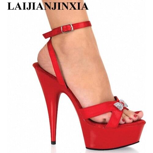 LAIJIANJINXIA New Sexy Buckle Strap High Heels peep Toe Sandals Womens Shoes 15cm High-Heeled Shoes Platform Dance Shoes
