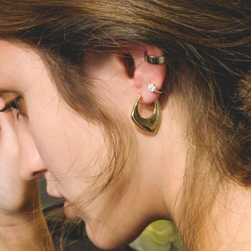 925 Sterling Silver Geometric Hoop Earrings for Women Men Irregular Earrings Daily Jewelry 2021 New