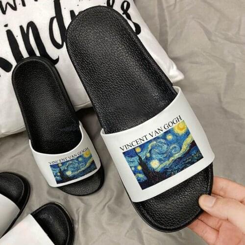 Women Shoes Oil painting printed Ulzzang Harajuku Comfort Casual slippers Summer women sandals zapatillas mujer