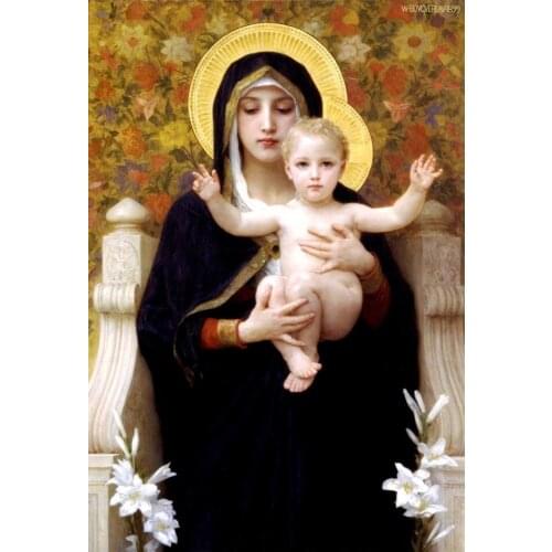 TOP ART # VIRGIN MARY AND JESUS CHILD oil painting print work---Huge size -good quality oil PAINTING - free shipping
