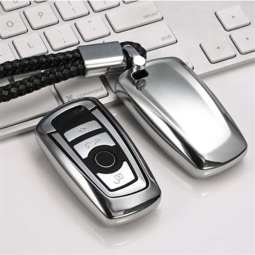 TPU Car Key Shell with Long PU Leather Keychain Ring Holder For BMW 520 525 E30 E34 E90 E60 E36 1 3 5 7 Series X3 X4 M3 M4 M5