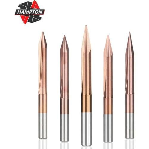 2 Flute Straight V Bits 4mm Shank 15/20/25/30 Degrees V Shape End Mill TiCN Coating Tip 0.3-1.0mm CNC Carving Milling Cutter