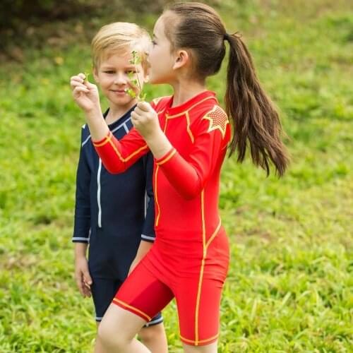 Vivo-biniya Girls Swimming Suit Sun Protection UPF50+ UV Rash Guard Boys Swimwear Long Sleeve Front Zipper One-piece Swim Suit