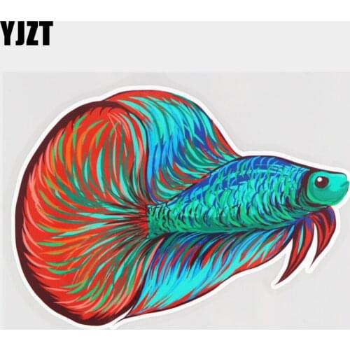 YJZT 16.6×11.5CM Hand Drawn Colored Siamese Fighting Fish Vinyl Stickers Car Decoration Accessories 21A-0824