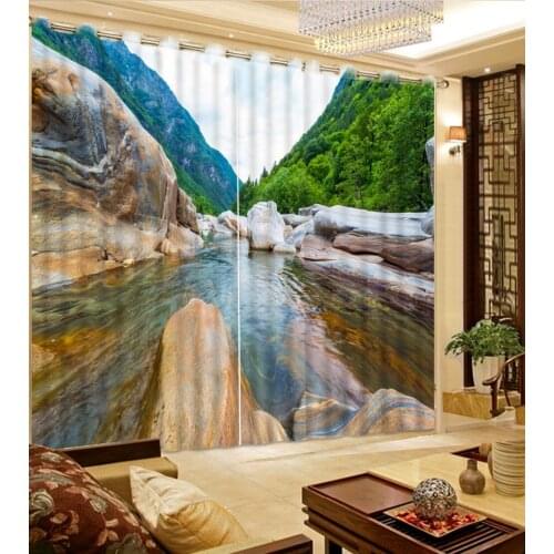 Photo Customize size Mountain river creek natural scenery personality style alley photo print 3d curtain Garden Door curtain