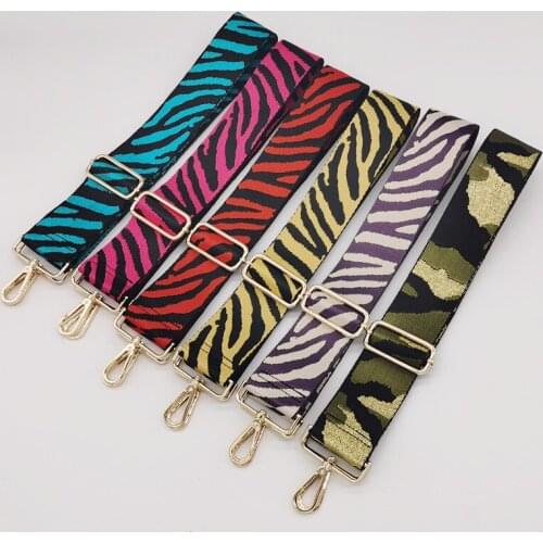 Women Contrasting Color Accessories Wide 5cm Shoulder Strap Canvas Ethnic Crossbody Adjustable Bag Strap