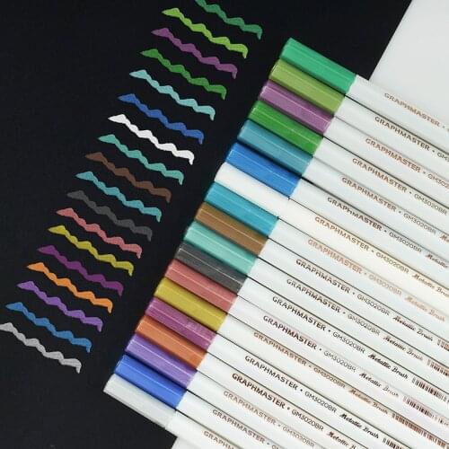 1Pc Metallic Oily Marker Pen Epoxy Resin Drawing Pen Leafing Point Pen Marker Acrylic Paint Highlights Metallic Permanent Marker