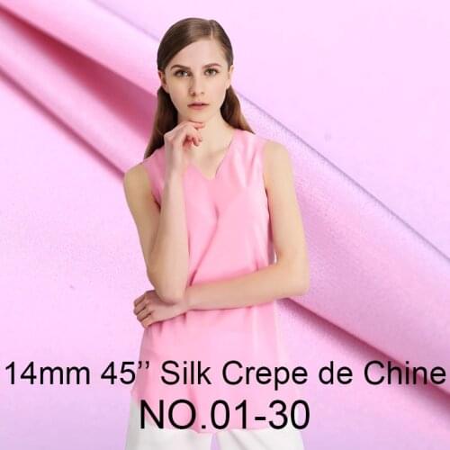 100% pure silk crepe de chine satin back fabric 14mm 114cm 45" width solid color for dress, shirt