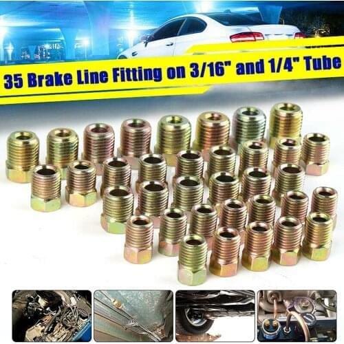 100% Brand New 35pcs Brake Line Fitting Nuts Kit For Inverted Flares On 3/16 & 1/4 Tube Tubing
