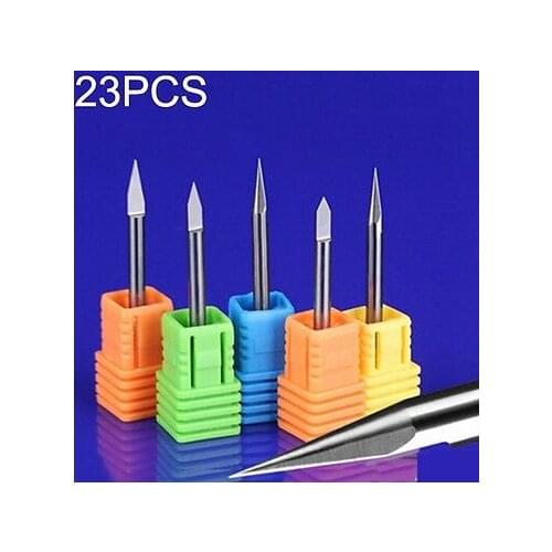 23PCS 3.175mm Flat bottom knife CNC Machine Milling Cutter Bits Special metal cutter Engraving Machine Tool