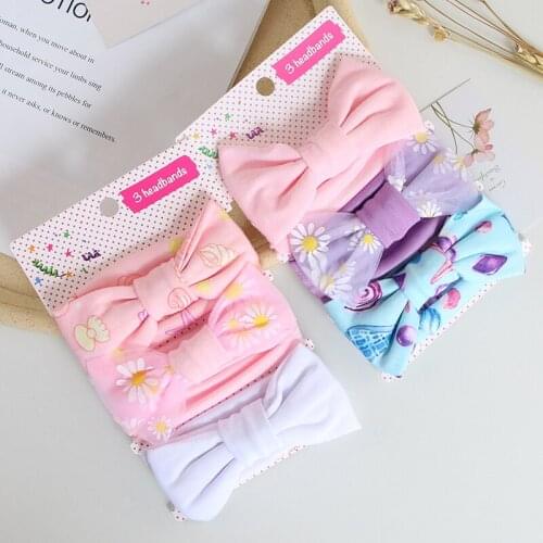3 Pcs/Set Cute Bow Baby Girl Headband Spring Summer Flower Princess Elastic Headbands Kids Headwear Baby Hair Accessories