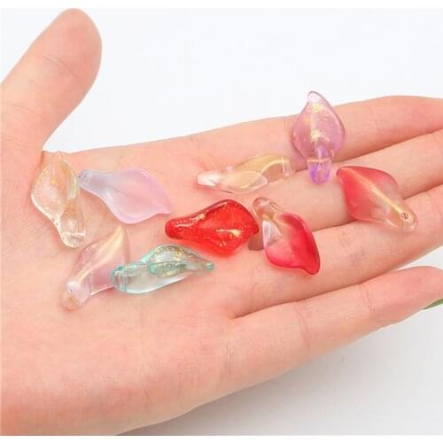 40pieces/Lot 13*25mm Glass Petal Flower Charms Pendant Diy Charms For Hair Accessories Making