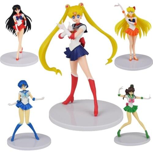 5 Styles Anime Figures Sailor Moon Figure Kino Makoto Minako Aino Mizuno Ami Hino Rei Series Collection PVC Decoration Cake