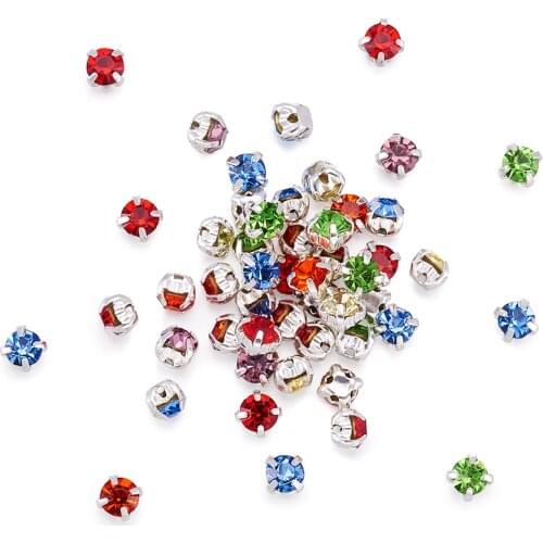 Pandahall 50pcs Square Brass Rhinestone Beads Montee Beads for Jewelry Making 3.8~4x3.8~4mm, Hole: 1mm