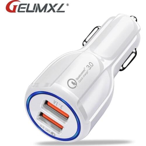 3.1A 2USB Car Charger Quick Charge 2.0 3.0 Mobile Phone Car-charger adapter for Samsung Xiaomi & Type C Micro USB Cable 1m