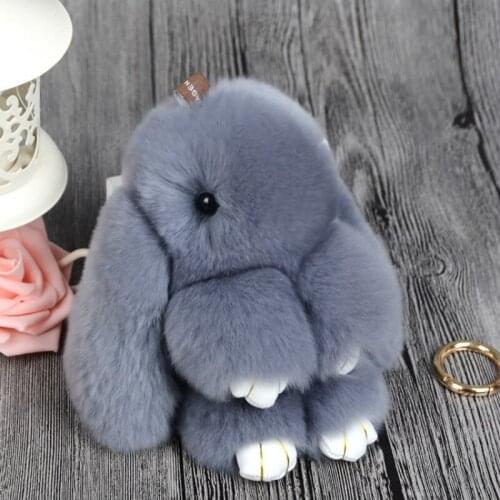 Real Genuine Rex rabbit Furs Keychain Pendant Bag Car Charm Tag Cute Mini Rabbit Toy Doll Real Fur Monster Keychains ev-bkc3