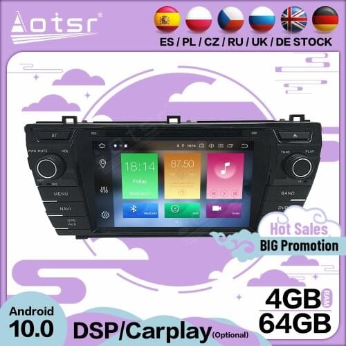 Carplay Multimedia Stereo Android 10 Player For Toyota Corolla 2013 2014 2015 2016 GPS BT Audio Radio 2 Din Receiver Head Unit
