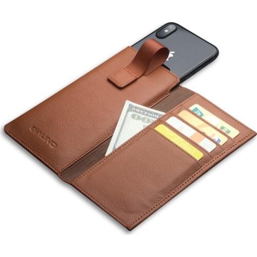 QIALINO Genuine Leather Bag Case for iPhone X Wallet Pouch Card Slot Luxury Phone Cover for iPhone X for 5.8 inch