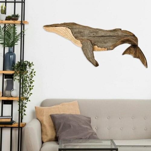Animal Ornament Practical Realistic Wood Marine Element Whale Wall Decoration for Home