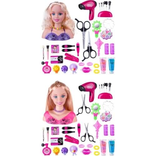 Childrens Luxury Hairdressing Head Makeup Doll Safe And Washable Toys With Hair Dryer Accessories Best Gifts For Girls