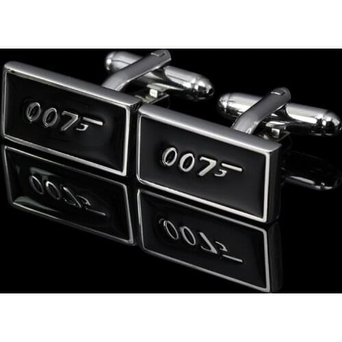 HYX Enamel cufflinks male French Square 007 shirt cufflinks cuff button French Shirt Men Jewelry Wedding Groom Men Cuff Links