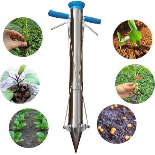 Bulb Planter Tools and Vegetable Seedling Transplanter two handles with gift Bean seeder