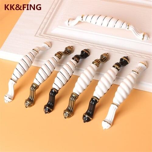 KK&FING European Zinc Alloy Ceramic Handles Black White Gold Ceramic Series Knobs Cabinet Wardrobe Drawer Pulls Purniture Knobs