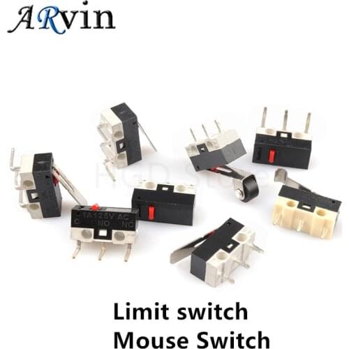 10pcs Micro Limit Switch Push Button Switch 1A 125V AC Mouse Switch 3Pins Long Handle Roller Lever Arm SPDT 12* 6 *6mm
