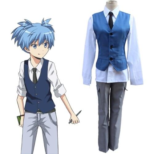 Assassination Classroom Cosplay Ansatsu Kyoushitsu Shiota Nagisa Costumes Unisex School Uniform (Waistcoat+Shirt+Tie+Pants)