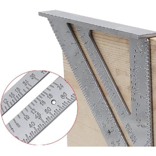 HiMISS 7 inch Triangle Square Ruler Aluminum Alloy Speed Protractor Tri-square Line Scriber Saw Guide Measurement Tools