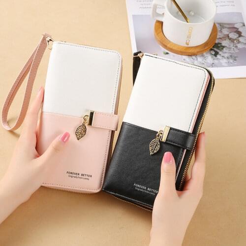5-Color Women Fashion Long PU Leather Wallets Large Capacity Ladies Zipper Hasp Coin Purses Female Money Bag Card Holder Clutch