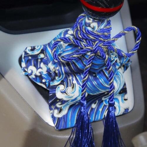 Fashion Car Gear Shift Collars Cover Creative Wave Carp Flowers Pattern Shift Lever Dust Decor Cover Auto Interior Accessories