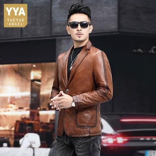 2021 Mens Autumn New Turn-Down Collar Single Breasted Jackets Concise Korean Style Classic Slim Male Fashion Solid Outerwear