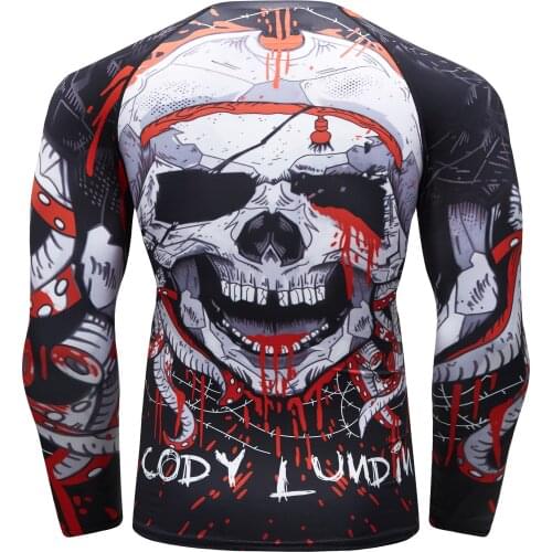 Guangzhou Custom Logo polyester and spandex Fabric Mens Compression Shirts full digital print mma Rash guard