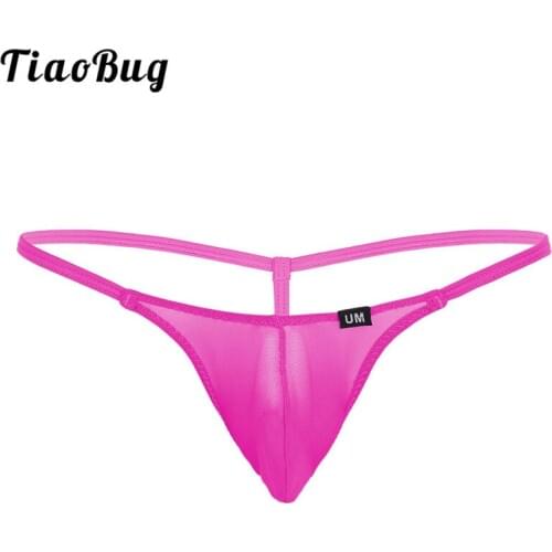 TiaoBug Men Mesh Hot Sexy Gay Underwear See Through Sheer Lingerie Super Low Rise G-String Thongs Male Transparent Mini Panties