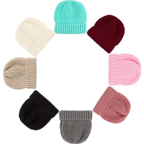 2020 New Baby Hats 0-3 Months Baby Autumn and Winter Warm Knit Hat Multi-Color Children Knitted Woolen Cap Dome Beanie Caps