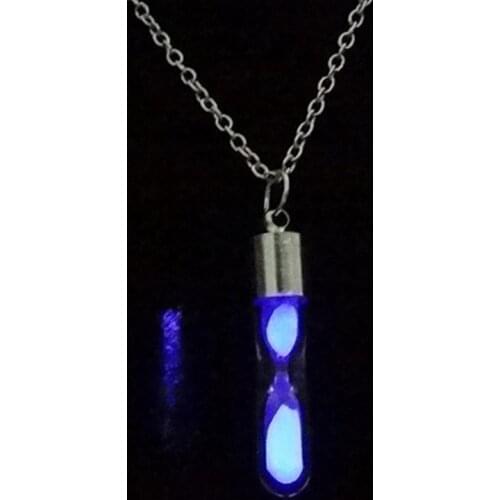 Hourglass Pendant Necklace Luminous Jewelry Women Gifts Gem Accessories Glow In The Dark Glass Necklace Silver color Chain