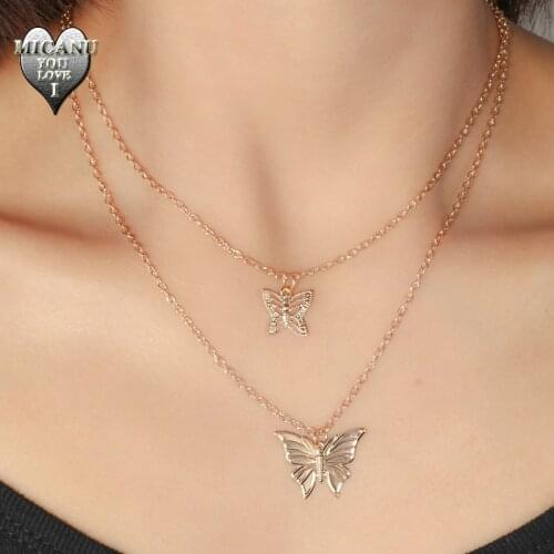 Naszyjniki Long Butterfly Layered Fashion Egirl Chain Neckless Atacado Colares Feminino Gifts for Jewlery Fast Shipping to Usa