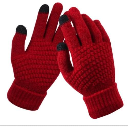 New Womens Cashmere Knitted Winter Gloves Cashmere Knitted Women Autumn Winter Warm Thick Gloves Touch Screen Skiing Gloves