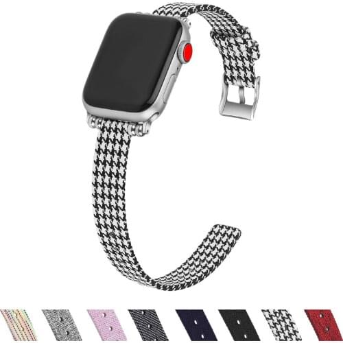 Small Waist Canvas Band For Apple Watch Series 4 321 Strap For Iwatch 40mm 44mm 38mm 40mm Slim Fabric Wrist Gift For Girl Women