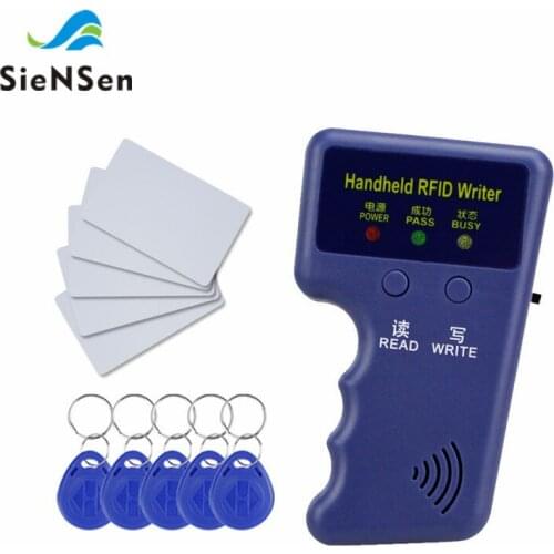 SieNSen Handheld 125KHz RFID Duplicator Key Copier Reader Writer ID Card Cloner Programmer + T5577 Key Tags and Rewritable Cards