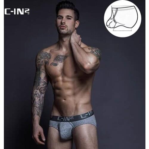 C-IN2 jockstrap mens panties cotton low waist sexy U convex comfortable breathable ring model large lift triangle pants