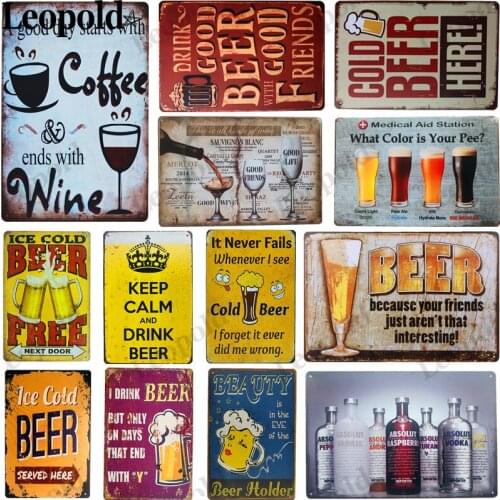 Vintage Poster Beer Ball Metal Tin Plate Coffee Letter Wall Art Club Bar Coffee Shop Home Decoration 20X30 Cm