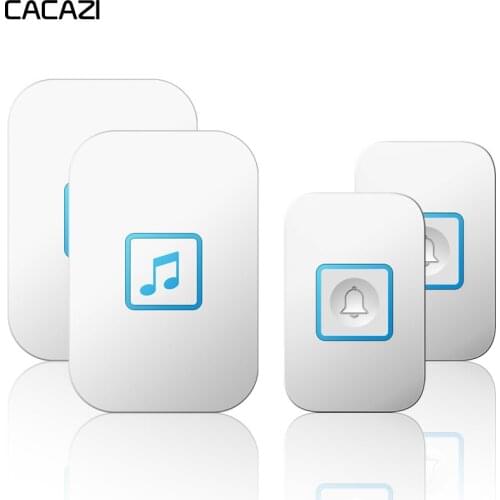CACAZI Home Waterproof Wireless Doorbell 2 Button 2 Receiver 300M Remote Intelligent Calling Bell US EU UK AU Plug Battery Chime