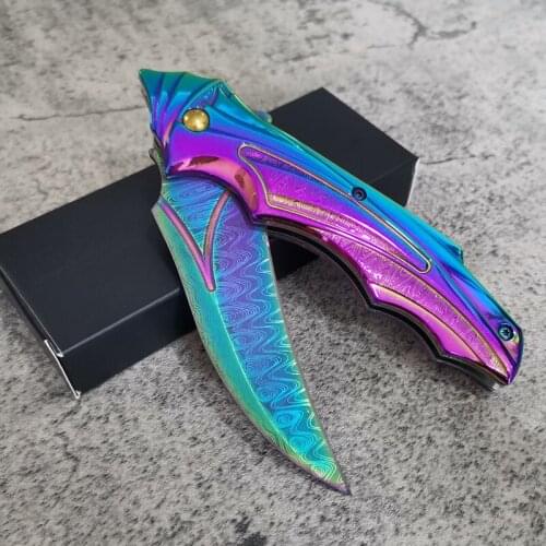 High Quality Damascus Pocket Folding Knife,8cr13mov Blade ABS plastic Handle,EDC Knives,Outdoor Camping Knives,Protable Tools