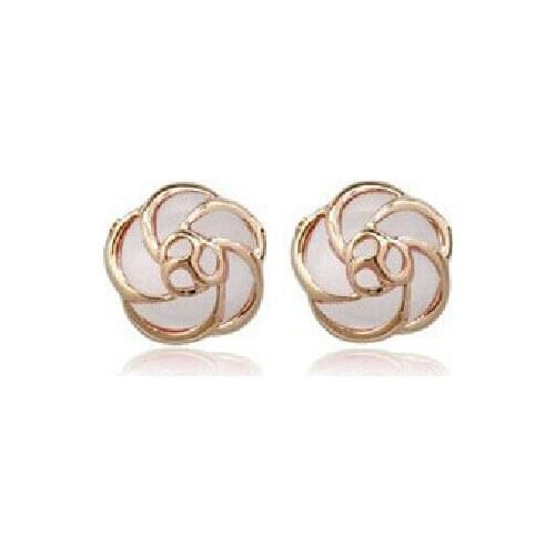JS E153 New Arrival Hollow Out Opal Earrings Gold Color Women Accessories Nickel Free Fashion Jewelry
